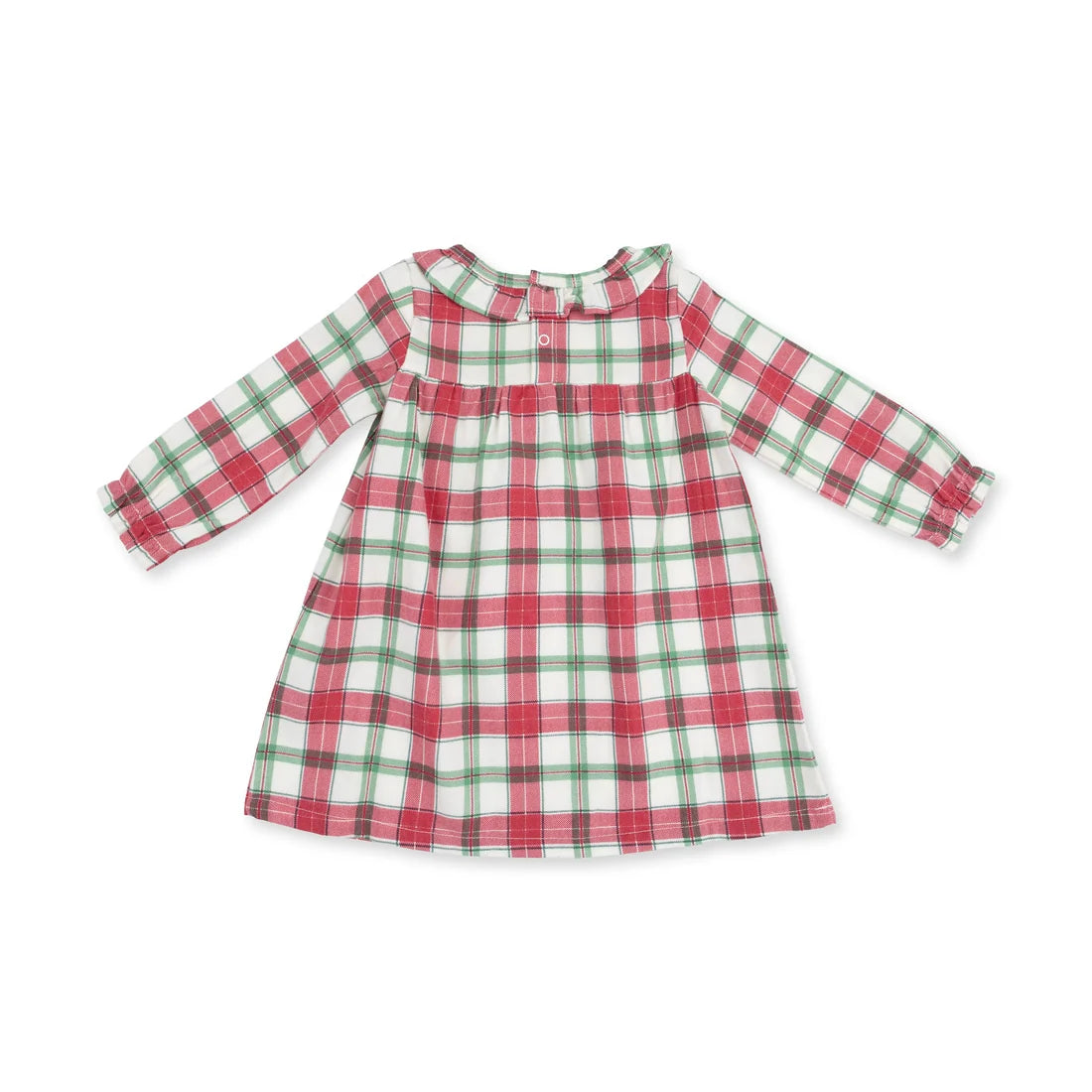 Angel Dear Red & Green | Holiday Plaid Long Sleeve Gown with Ruffle Collar