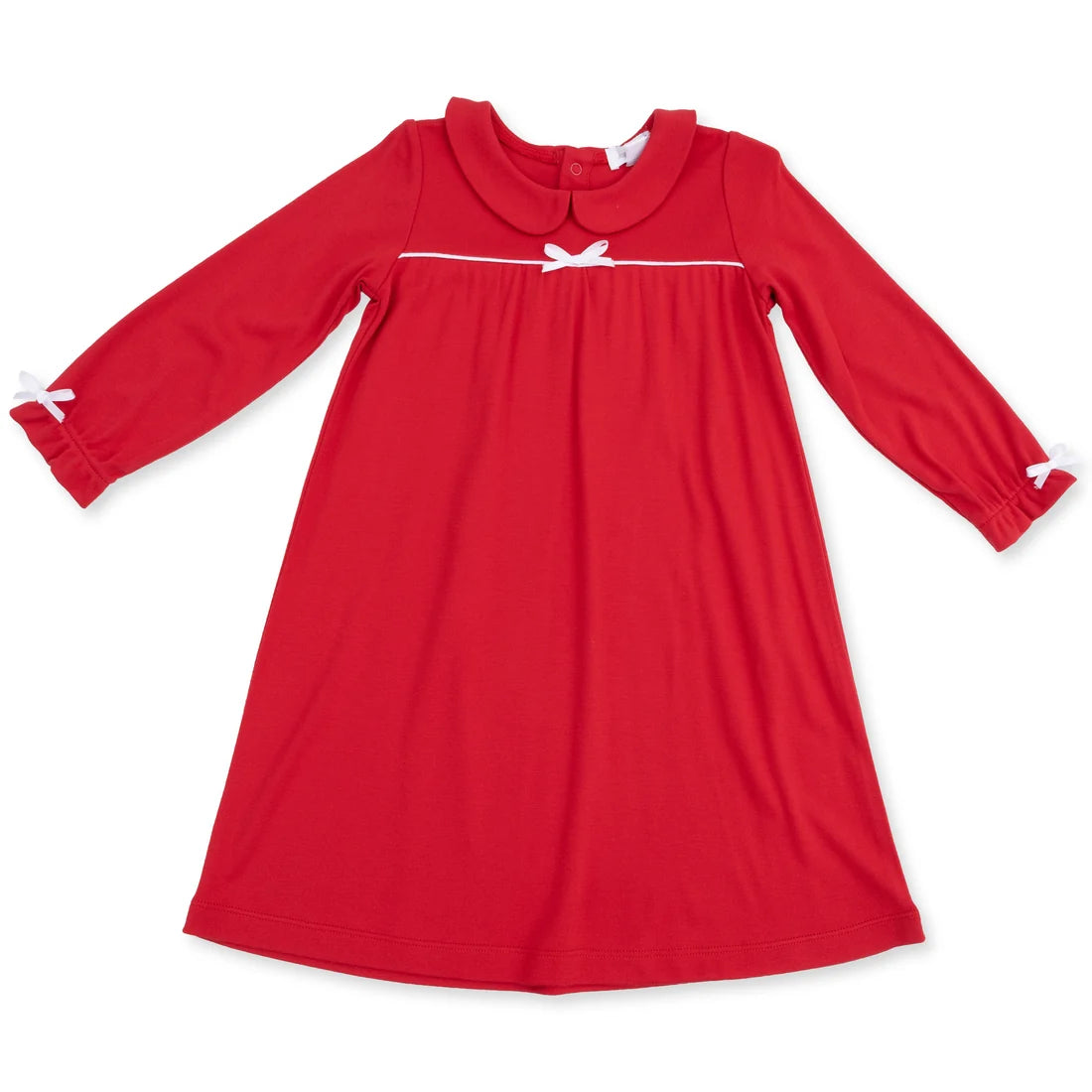 Angel Dear Red | Ribbon Long Sleeve Gown with Peter Pan Collar