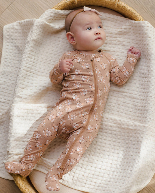 Quincy Mae Spice Fall Floral | Bamboo Zip Footie