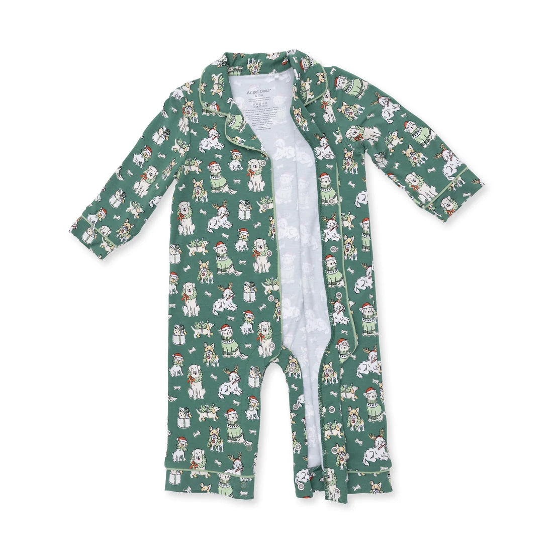 Angel Dear Green | Christmas Dogs Uni Long Sleeve Coat Style Romper
