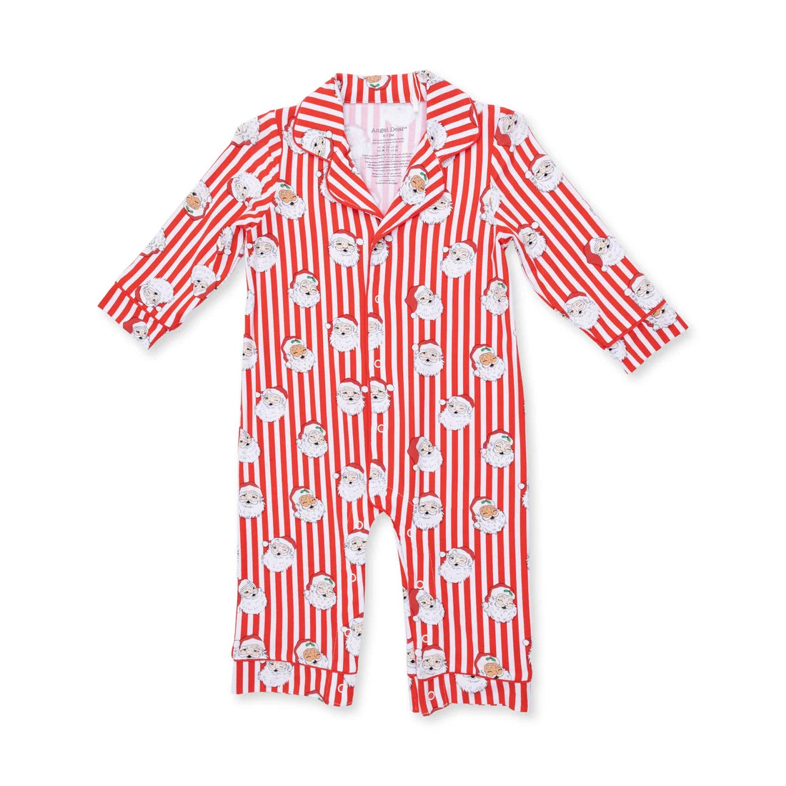 Angel Dear Red & Ivory | Vintage Santa Stripe Long Sleeve Coat Style Romper
