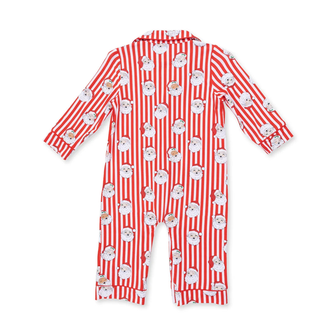 Angel Dear Red & Ivory | Vintage Santa Stripe Long Sleeve Coat Style Romper