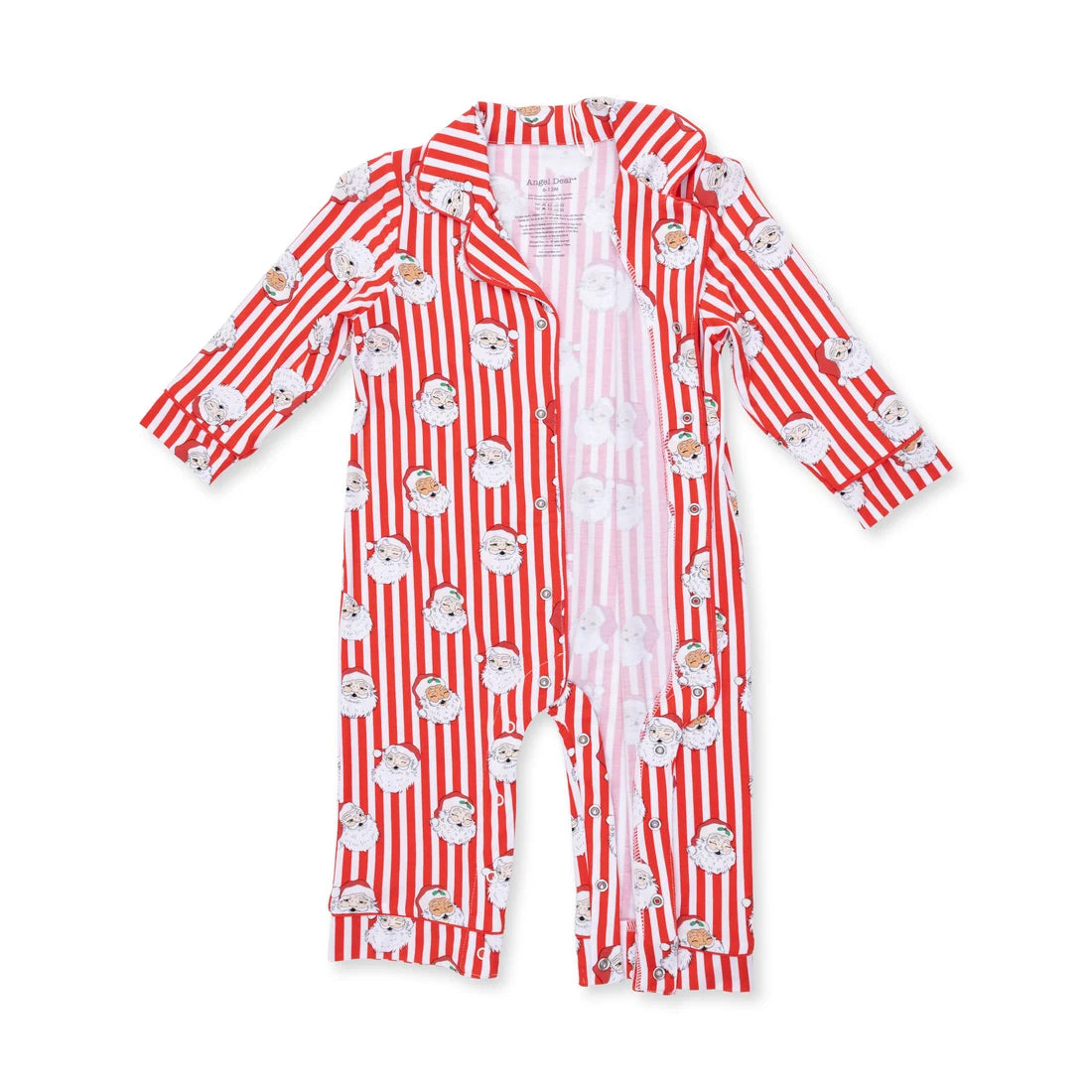 Angel Dear Red & Ivory | Vintage Santa Stripe Long Sleeve Coat Style Romper