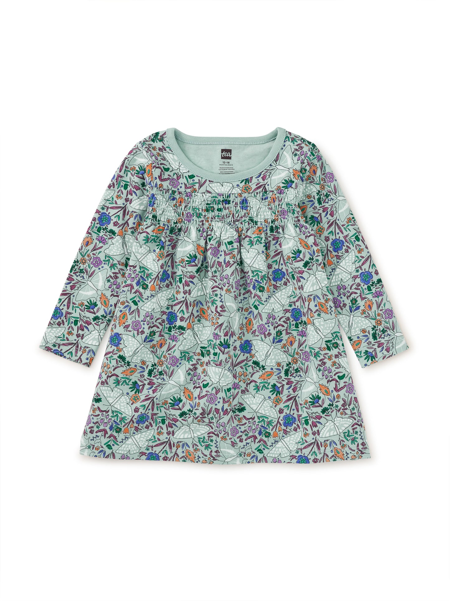 Tea Iznik Moth Floral | Smocked Empire Dress