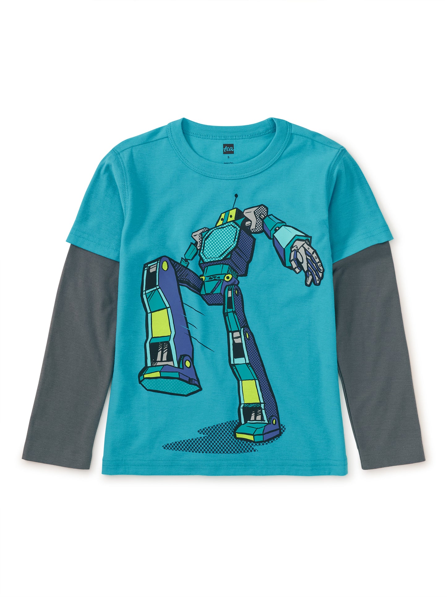 Tea Cyan | Robot Layered Sleeve Tee