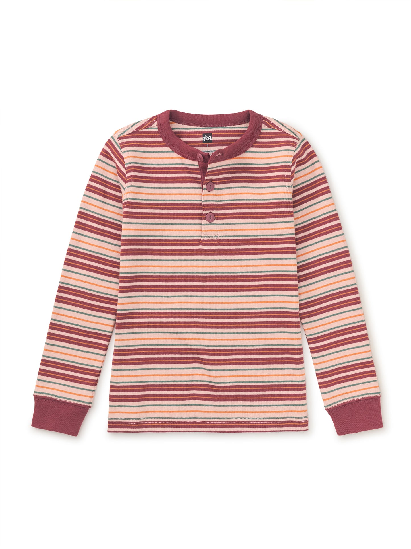 Tea Cameo Pink | Long Sleeve Striped Henley