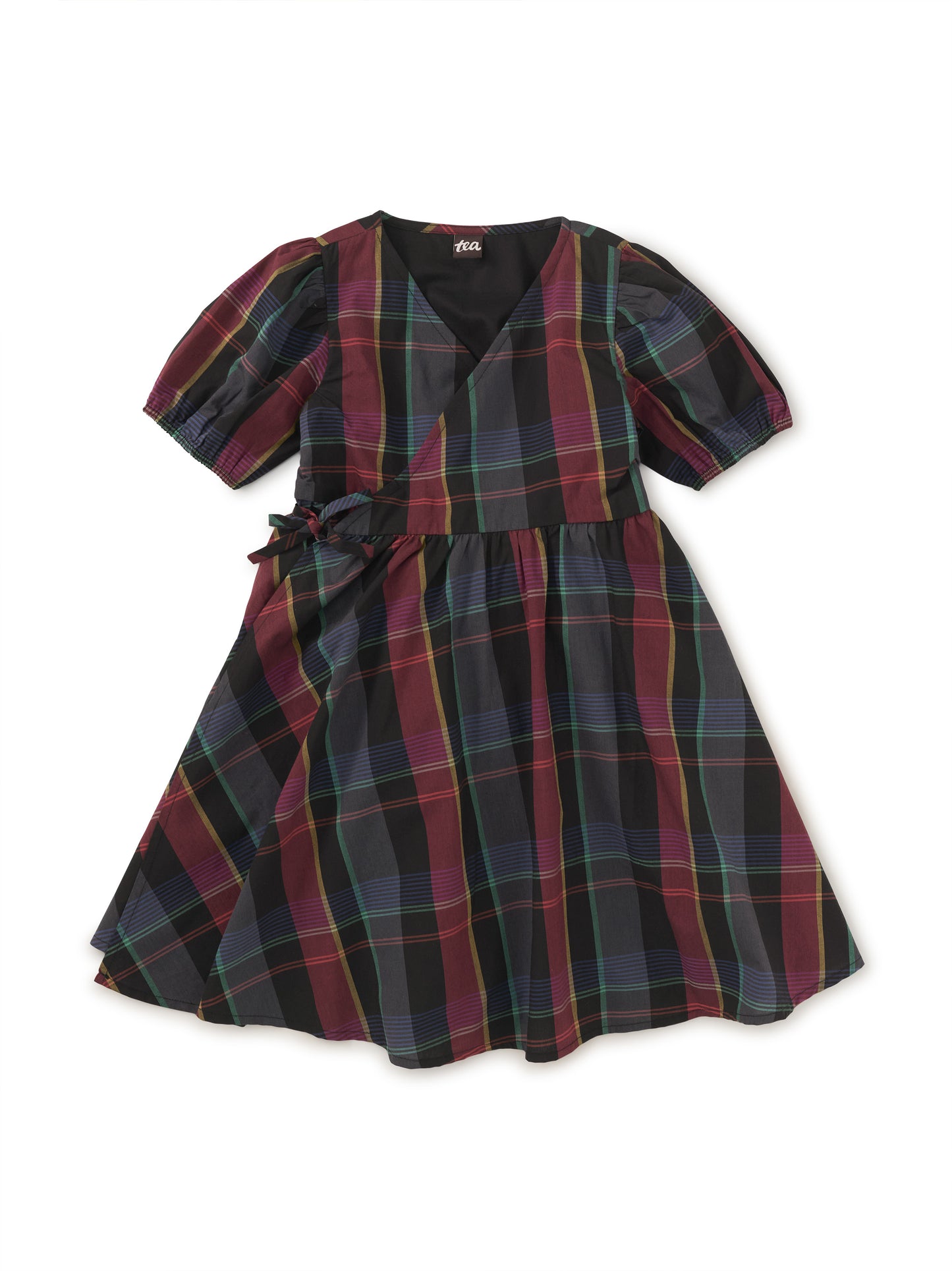 Tea Family Plaid | Tie Wrap Neck Dress