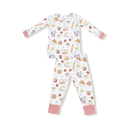 Angel Dear Dusty Rose Bonjour Breakfast | Long Sleeve Loungewear Set