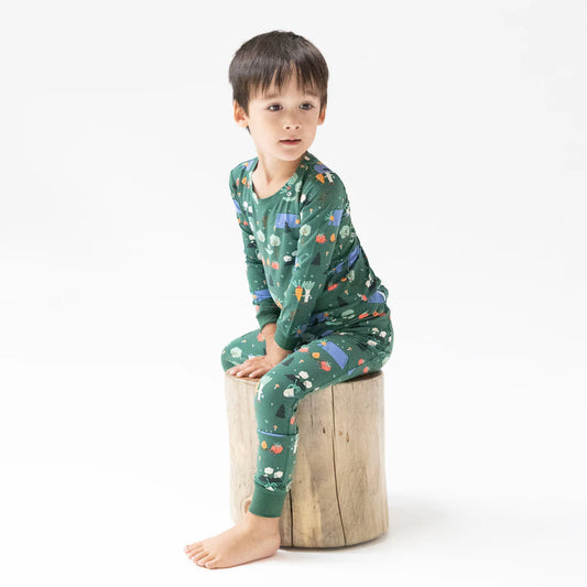 Angel Dear Hunter Green Camping Veggies | Long Sleeve Loungewear Set