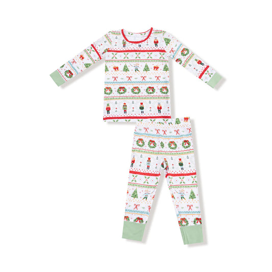 Angel Dear White Nutcracker Fair Isle | Long Sleeve Loungewear Set