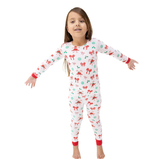 Angel Dear Ivory | Bows & Candy Canes Long Sleeve Loungewear Set