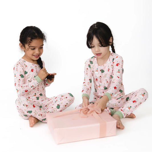 Angel Dear Pink | Christmas Dogs Long Sleeve Loungewear Set