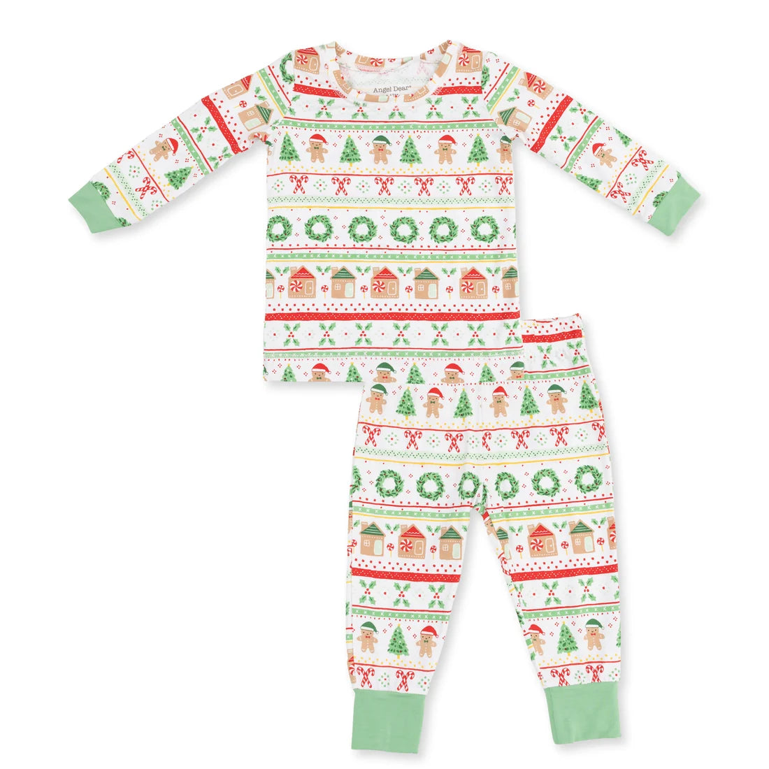 Angel Dear White & Green | Gingerbread Fair Isle Uni Loungewear Set