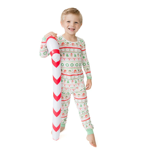 Angel Dear White & Green | Gingerbread Fair Isle Uni Loungewear Set