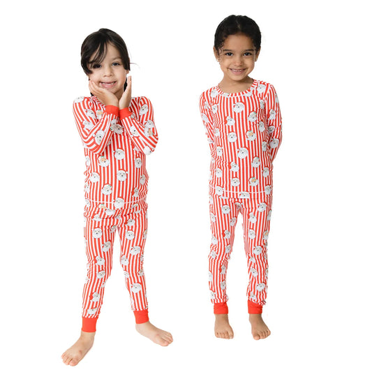 Angel Dear Red & Ivory | Vintage Santa Stripe Long Sleeve Loungewear Set