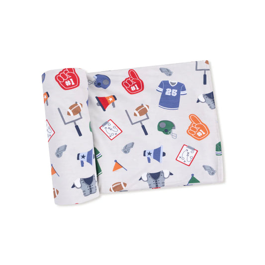 Angel Dear Grey | Game Day Swaddle Blanket