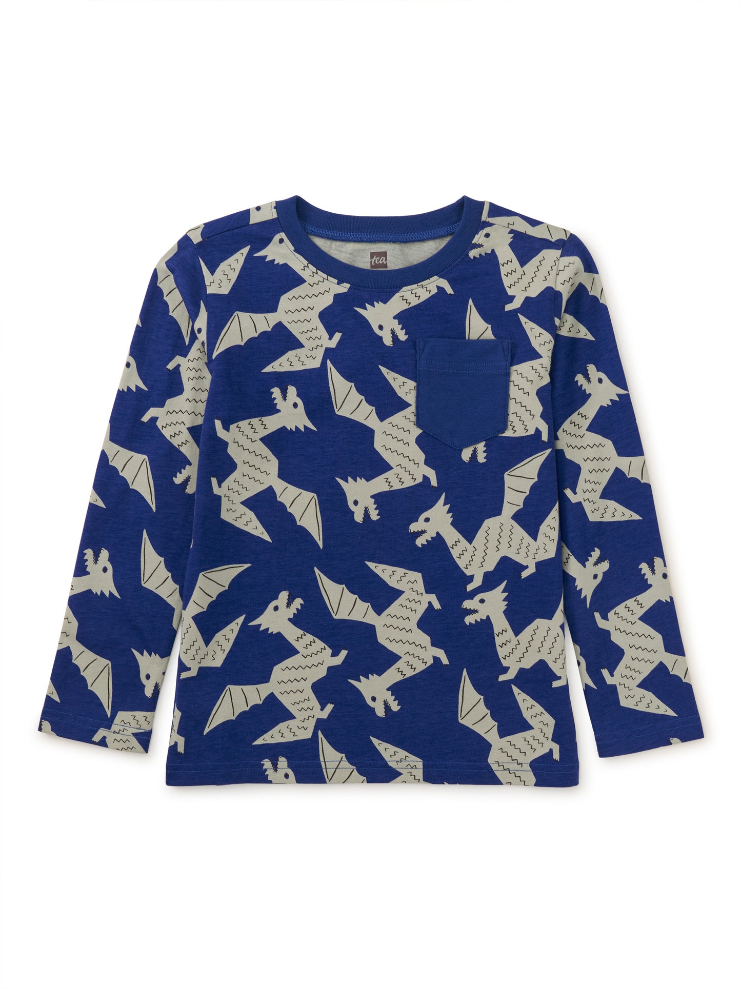 Tea Winged Dragon | Long Sleeve Printed Pocket Tee