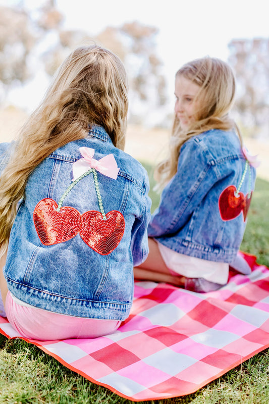 Three Wildflower Designs Cherry and Bow | Denim Jacket