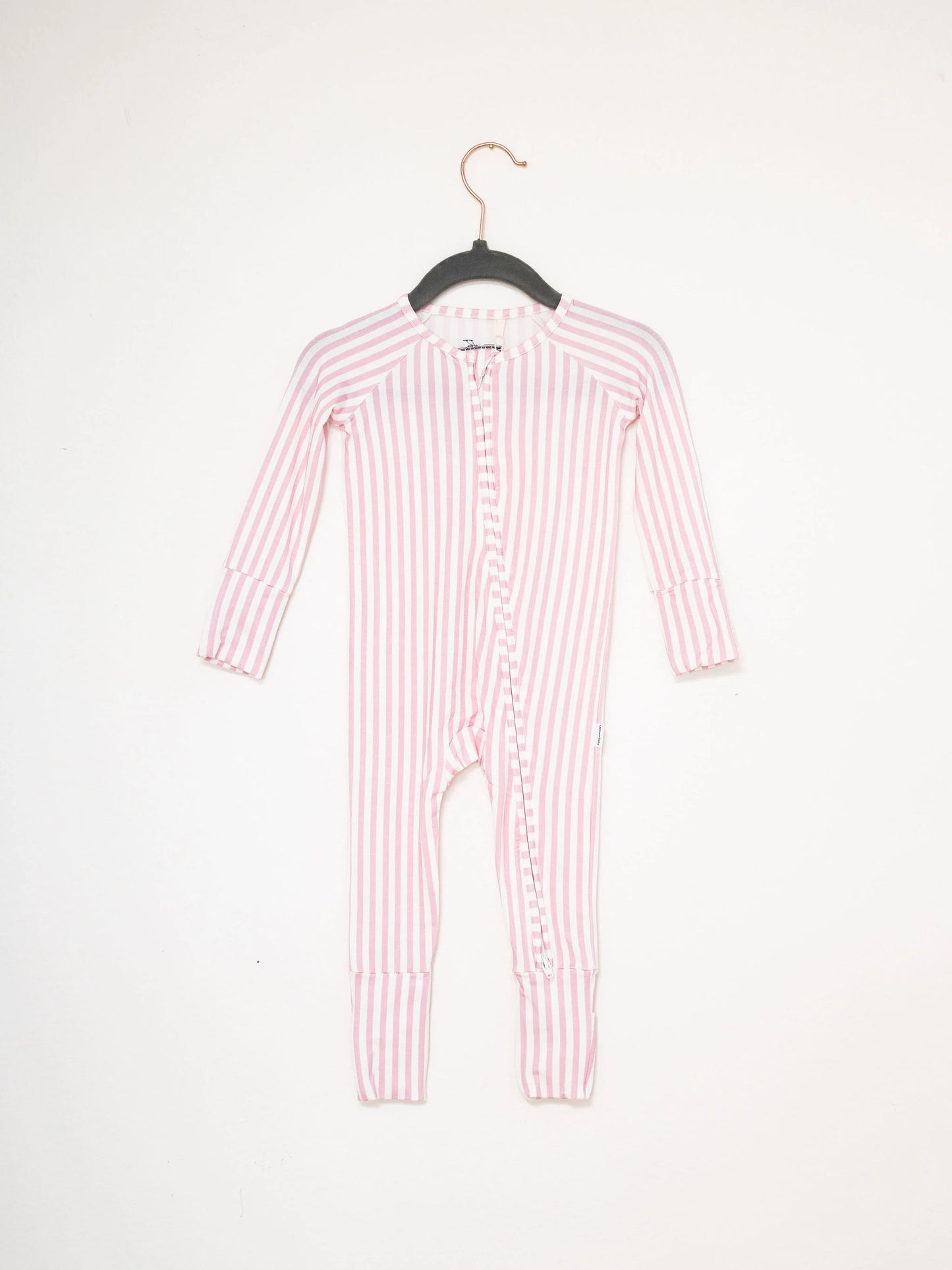 Uptown Baby Pink Mini Stripe | Long Sleeve Romper