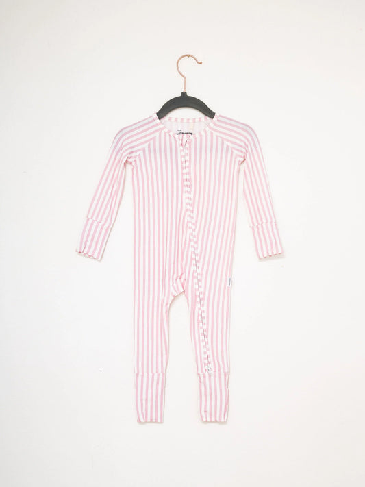 Uptown Baby Pink Mini Stripe | Long Sleeve Romper