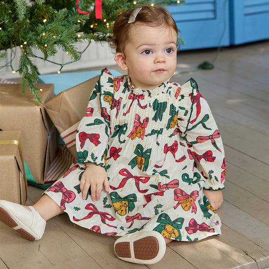 Pink Chicken Christmas Bows and Bells | Jaipur Dress Set