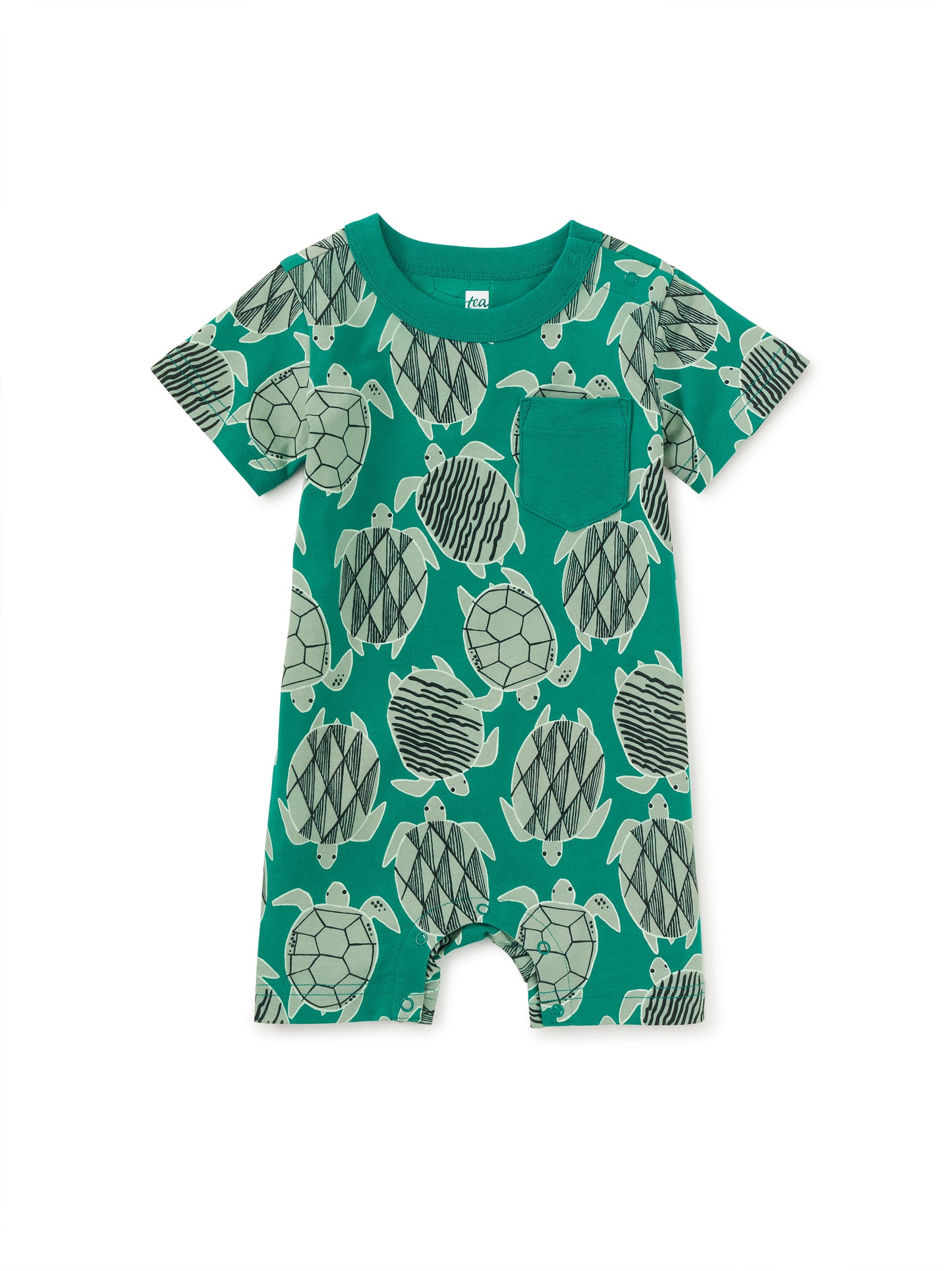 Tea Tiled Turtles | Pocket Shortie Romper