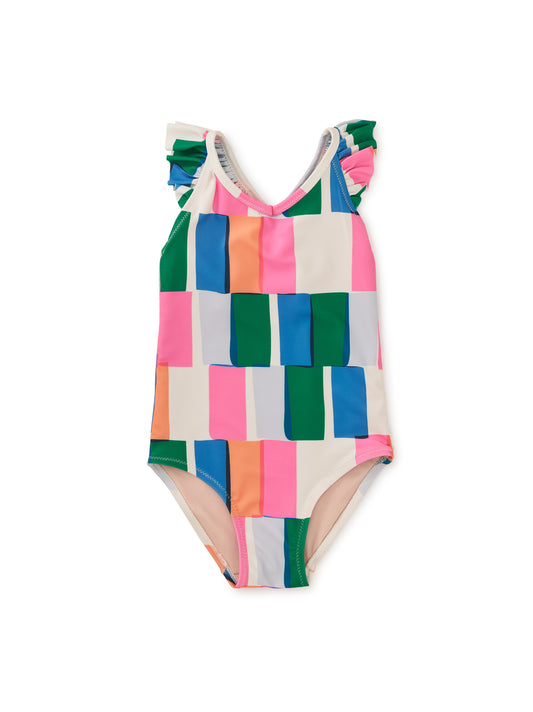 Tea Copacabana Tile | Ruffle One-Piece Swimsuit