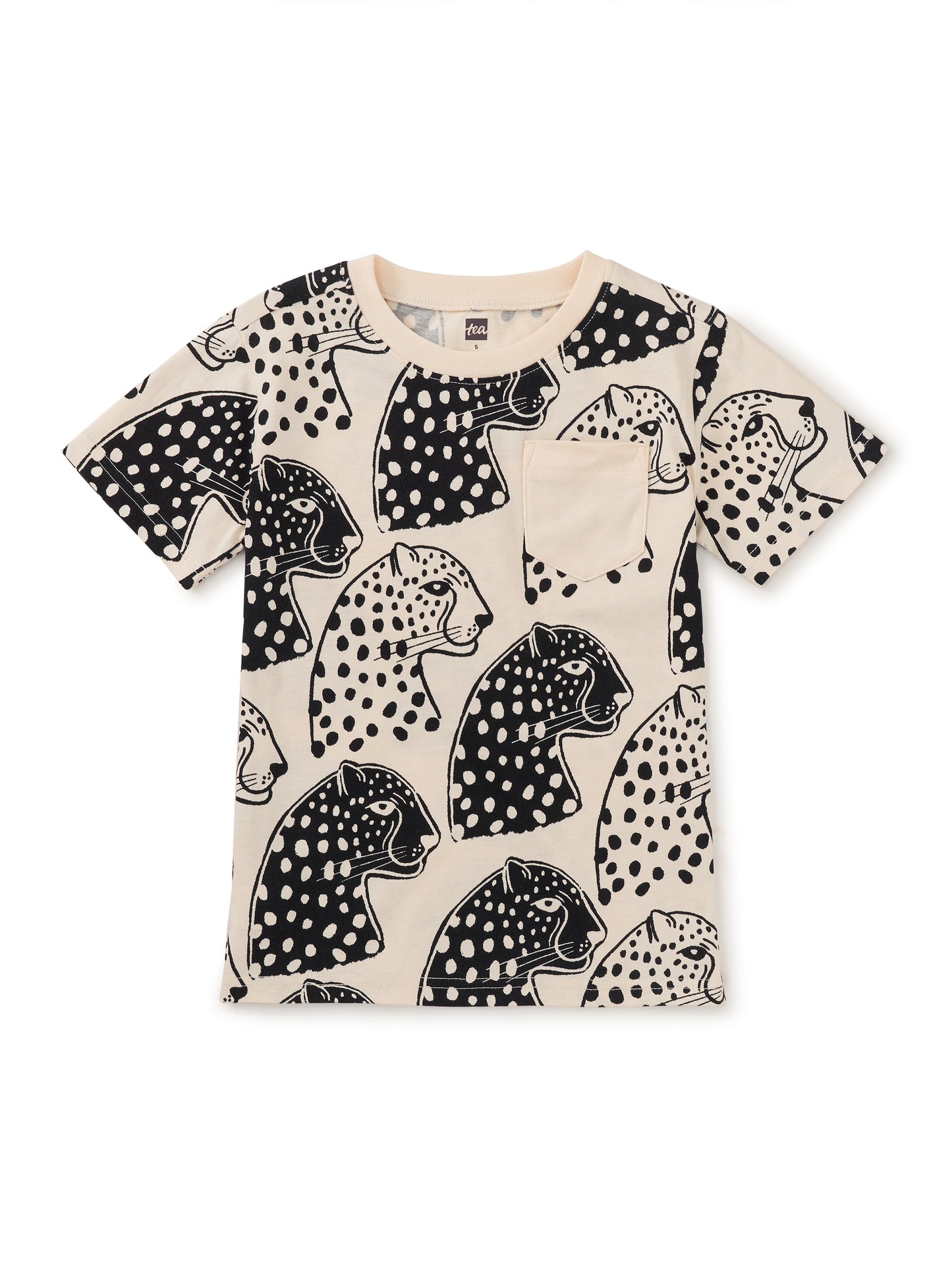 Tea Block Print Jaguar | Printed Pocket Tee