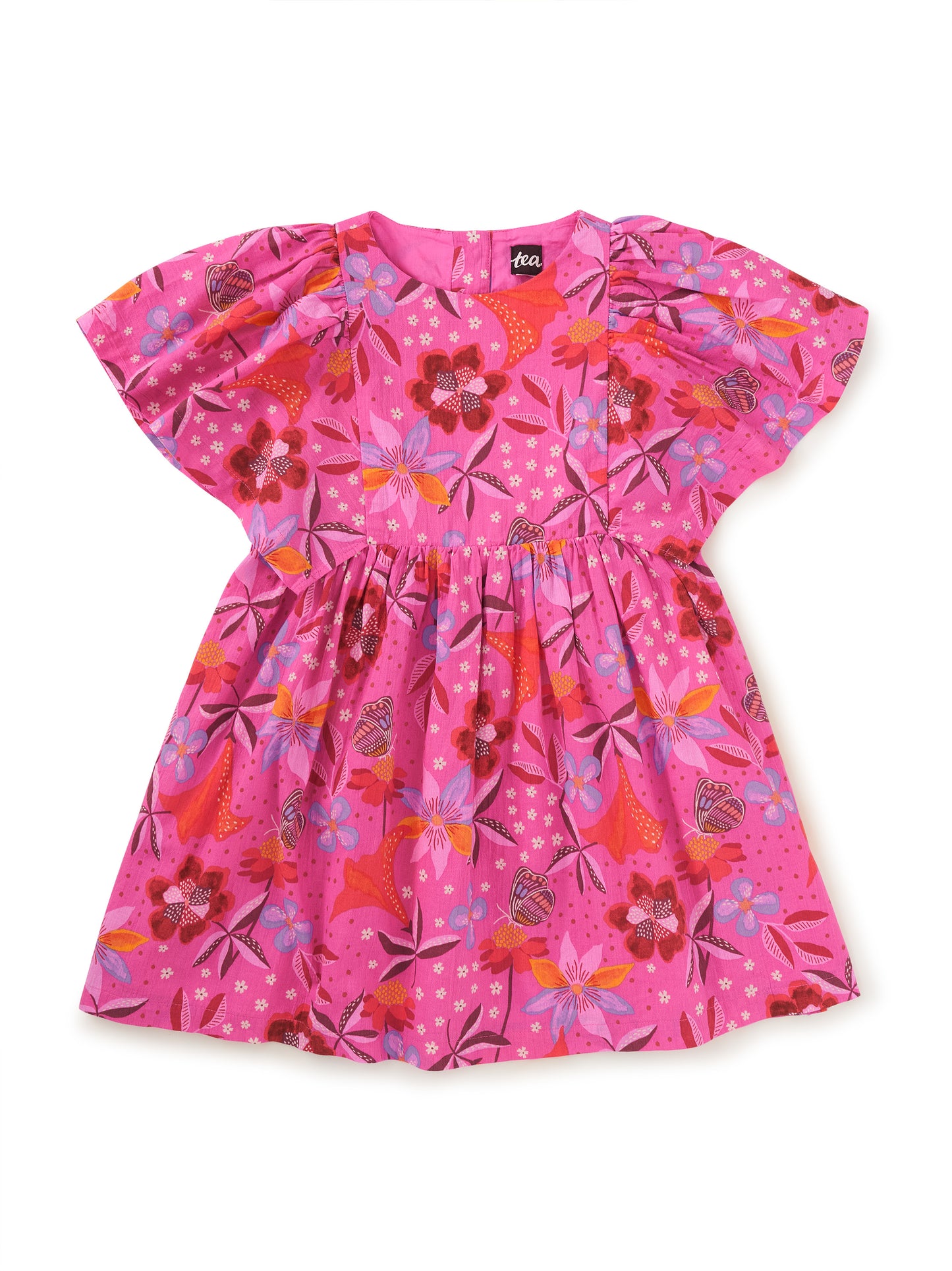 Tea Brazilian Painted Floral | Butterfly Sleeve Twirl Dress