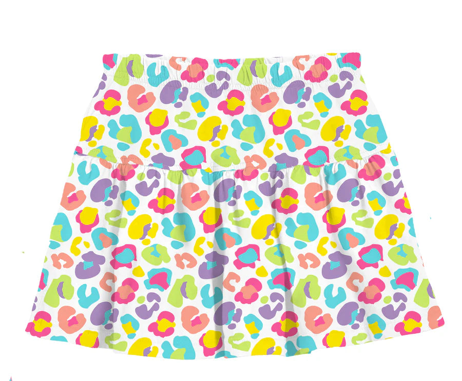 Azarhia Neon Leopard | Print Gathered Skort