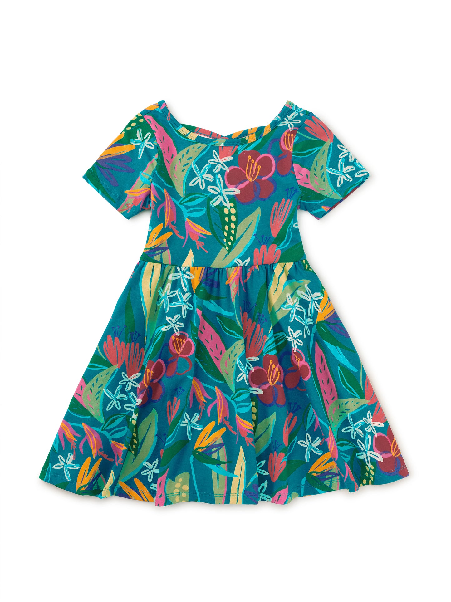 Tea Tropical Floral | Short Sleeve Ballet Dress