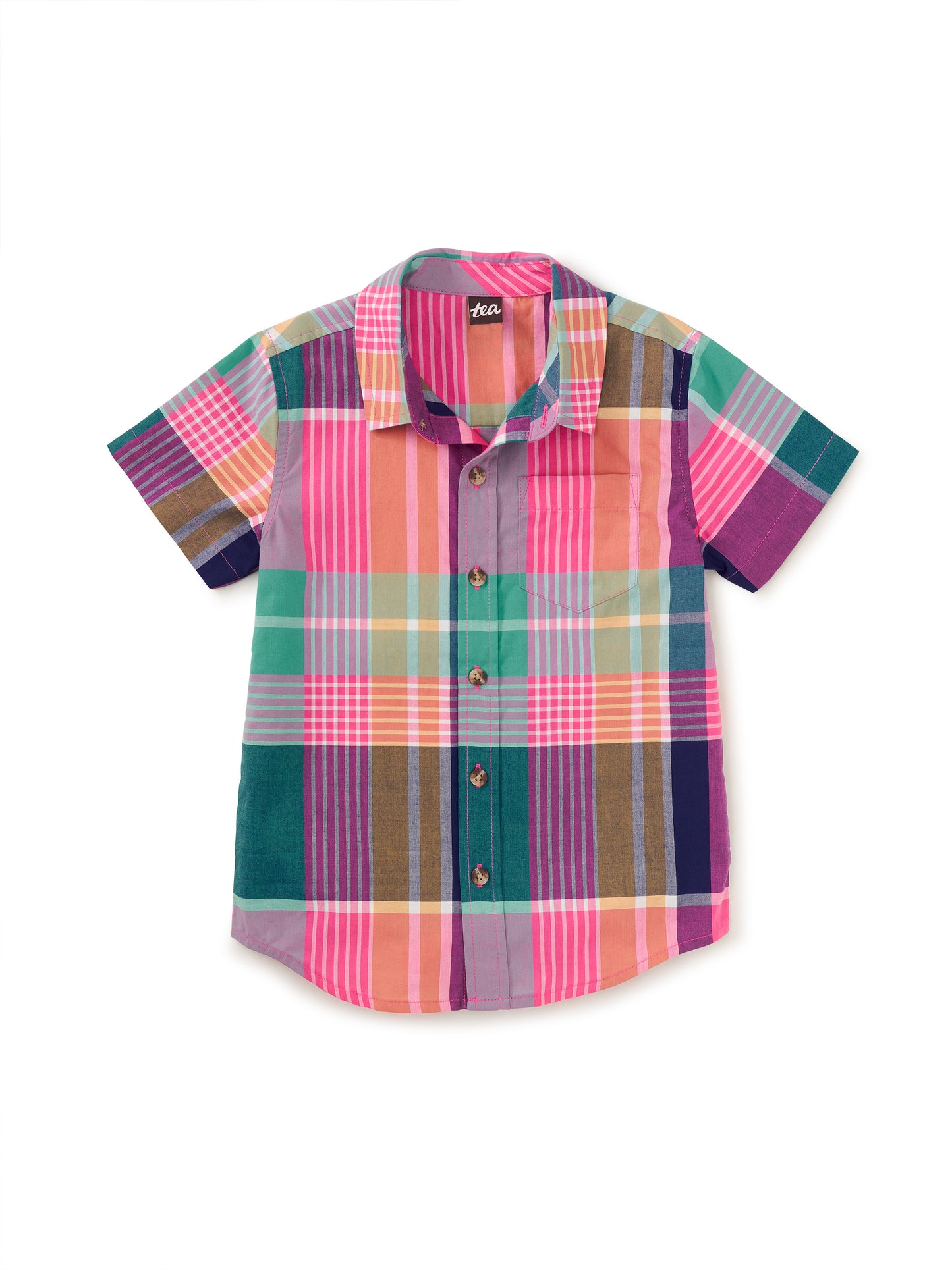 Tea Carnival Rainbow Plaid | Plaid Button Up Woven Shirt