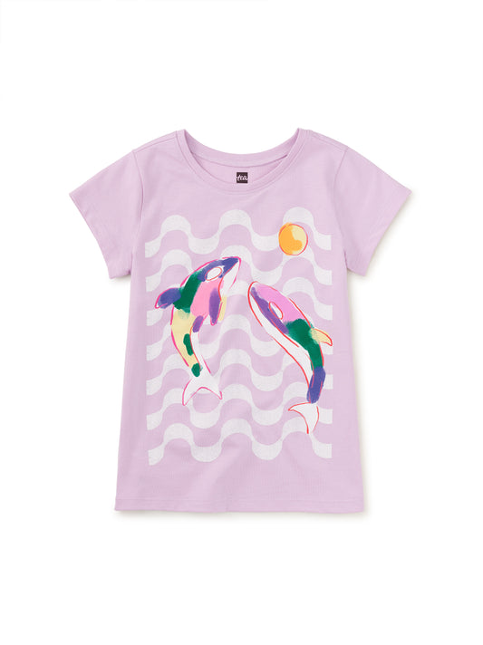 Tea Lavender | Rainbow Orcas Graphic Tee