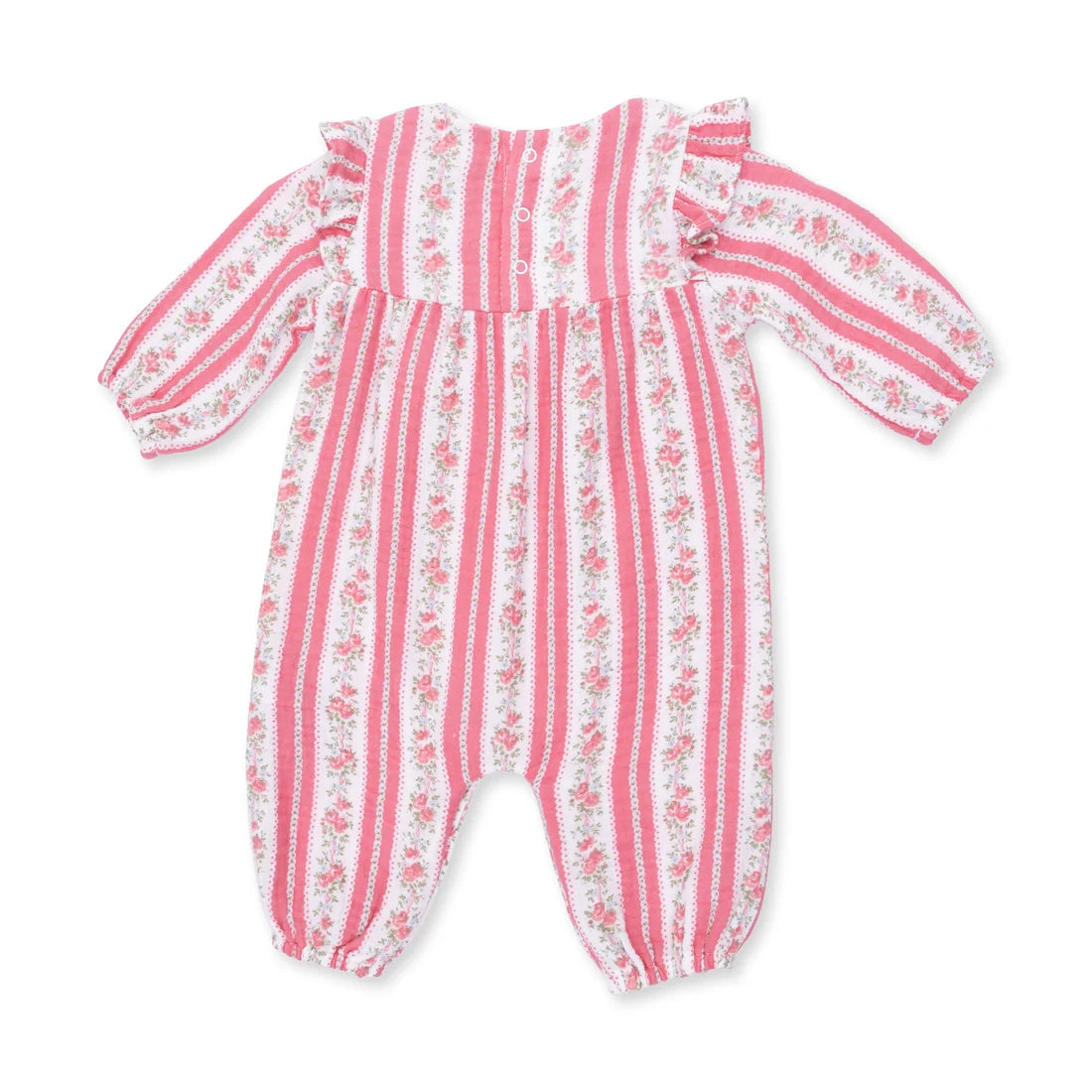 Angel Dear Ivory Rose | Suzie Floral Stripe Ruffle Sleeve Romper