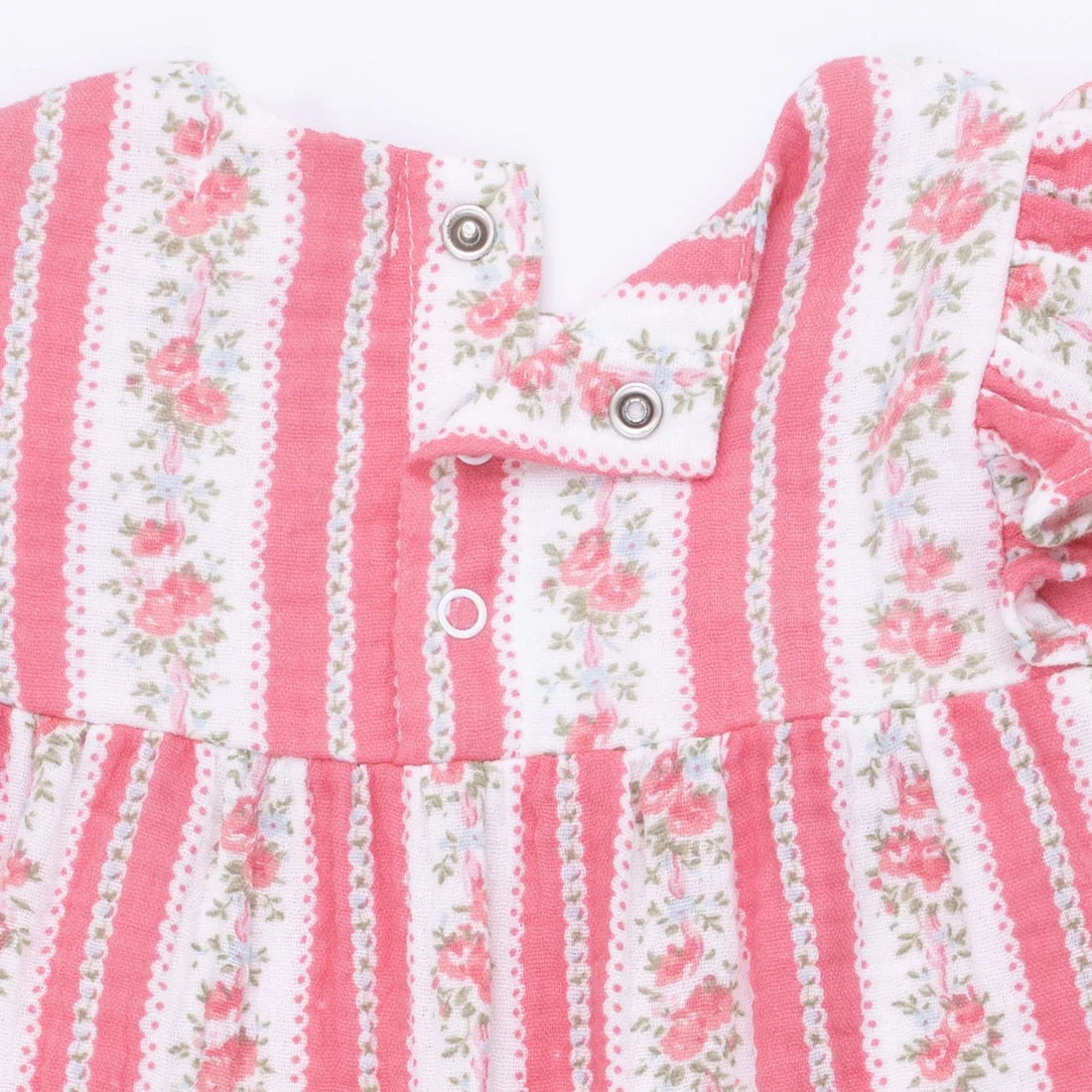Angel Dear Ivory Rose | Suzie Floral Stripe Ruffle Sleeve Romper
