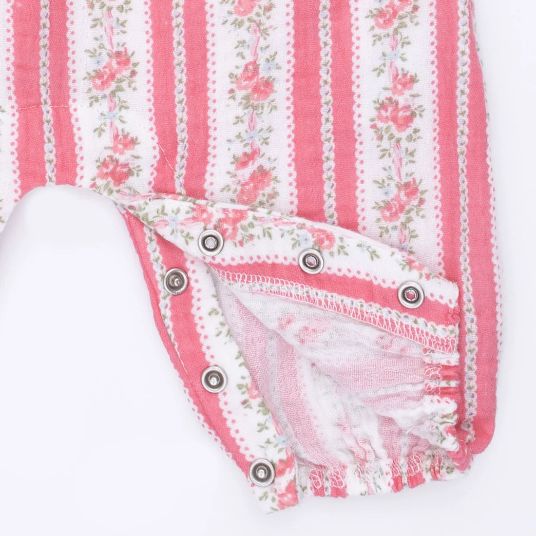 Angel Dear Ivory Rose | Suzie Floral Stripe Ruffle Sleeve Romper