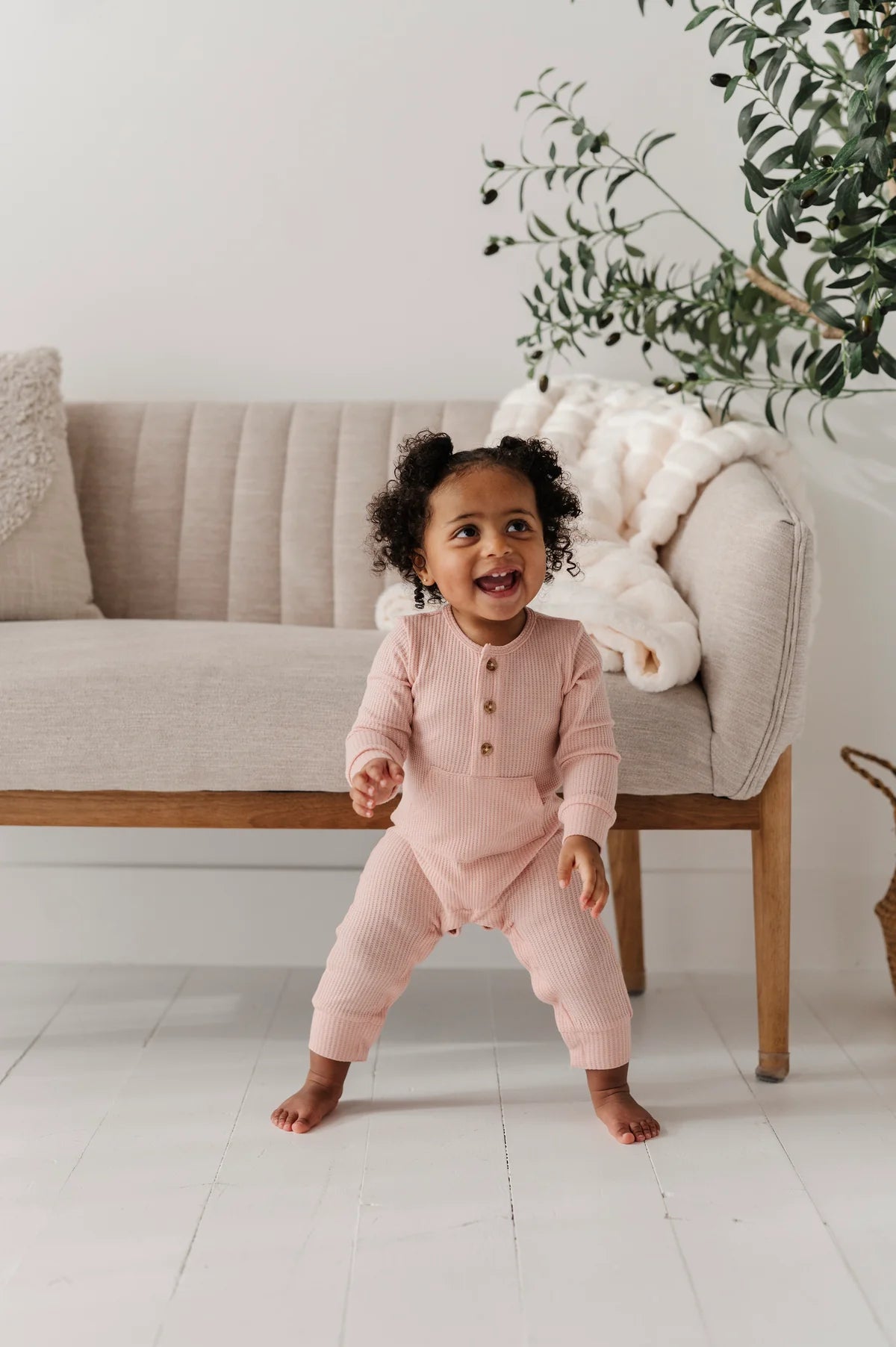 Baby Sprouts Blush | Waffle Romper