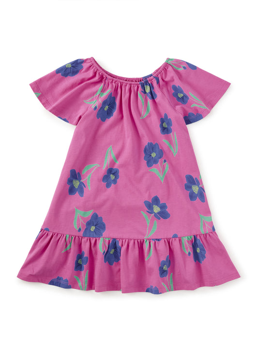 Tea Painted Cosmo Floral | Flutter Sleeve Drop Skirt Dress