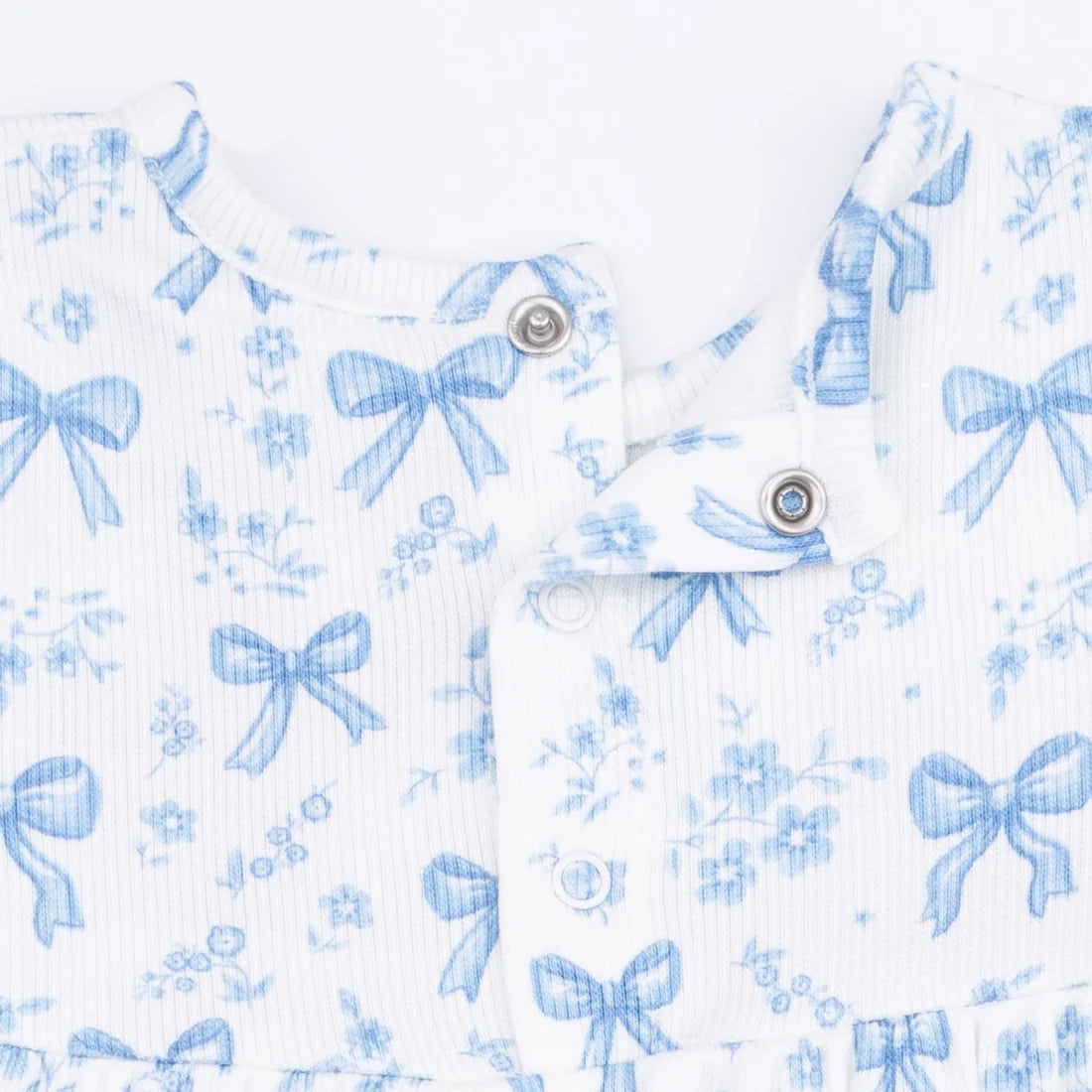 Angel Dear Off White Blue | Bows and Flowers Simple Dress and Bloomer Set
