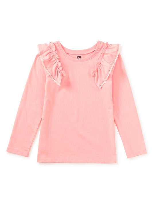 Tea Cherry | Long Sleeve Lace Trim Top