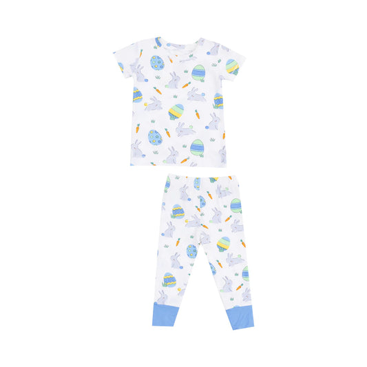 Angel Dear Blue Easter Bunnies | Short Sleeve Longewear Set