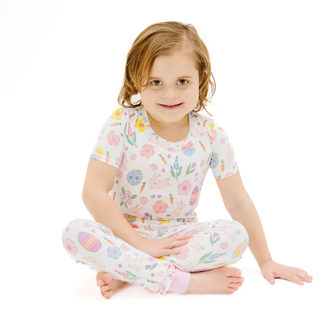 Angel Dear Pink Easter Bunnies | Short Sleeve Loungewear Set