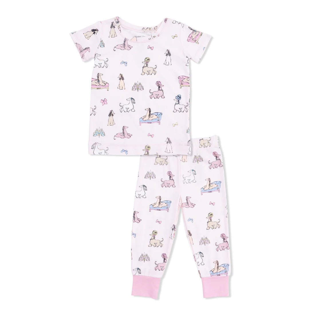 Angel Dear Pink | Fancy Hounds with Bows Short Sleeve Loungewear Set