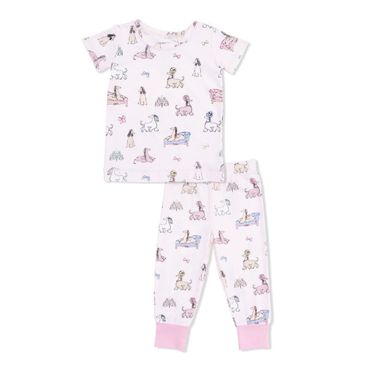 Angel Dear Pink | Fancy Hounds with Bows Short Sleeve Loungewear Set