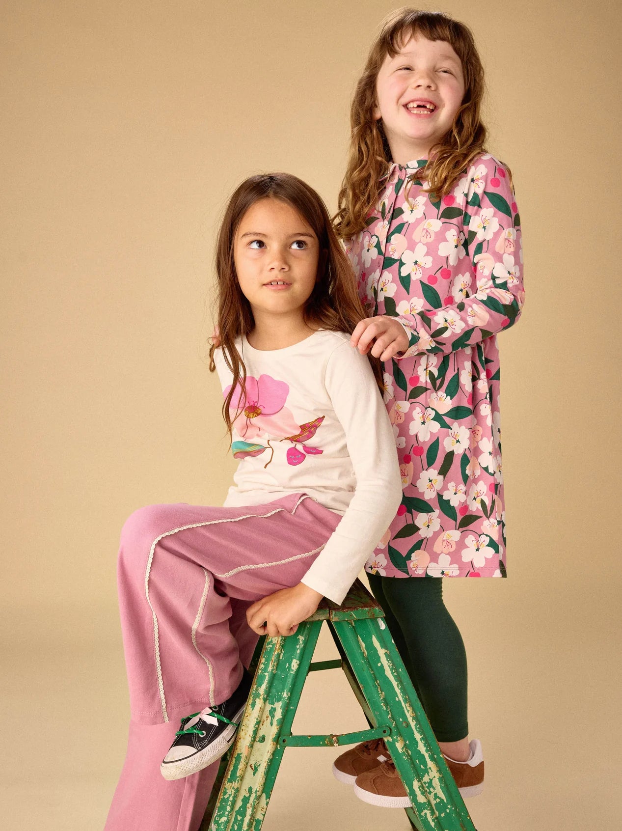 Tea Hydrangea | Lace Trim Track Pants