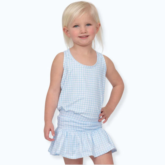 Azarhia Blue | Gingham Gathered Skort