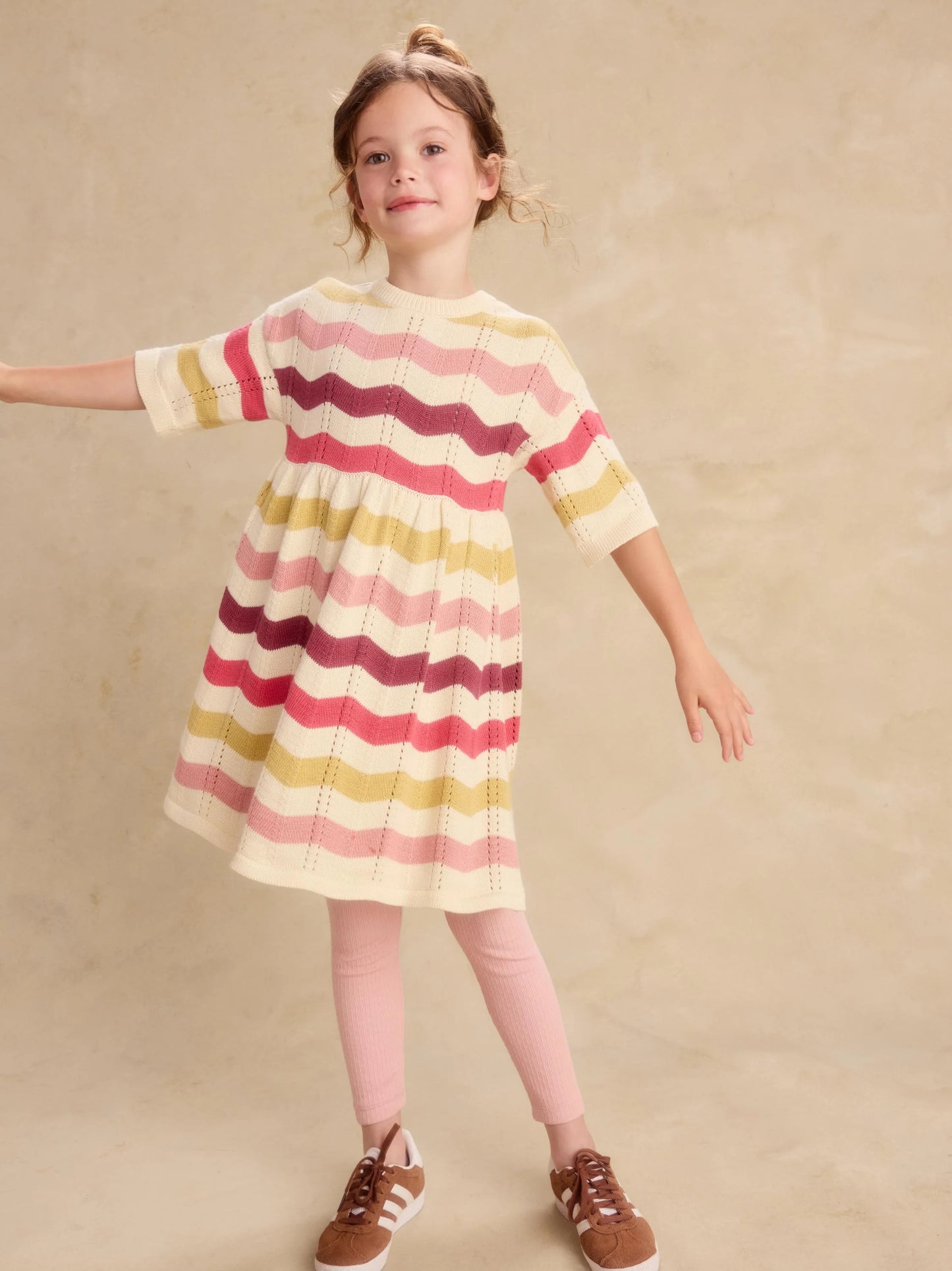 Tea Wavy Stripe | Pointelle Sweater Dress