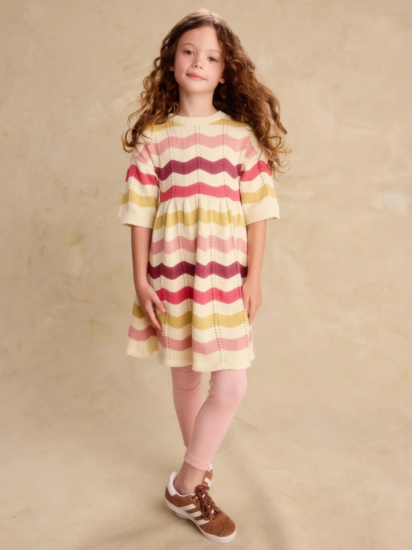 Tea Wavy Stripe | Pointelle Sweater Dress