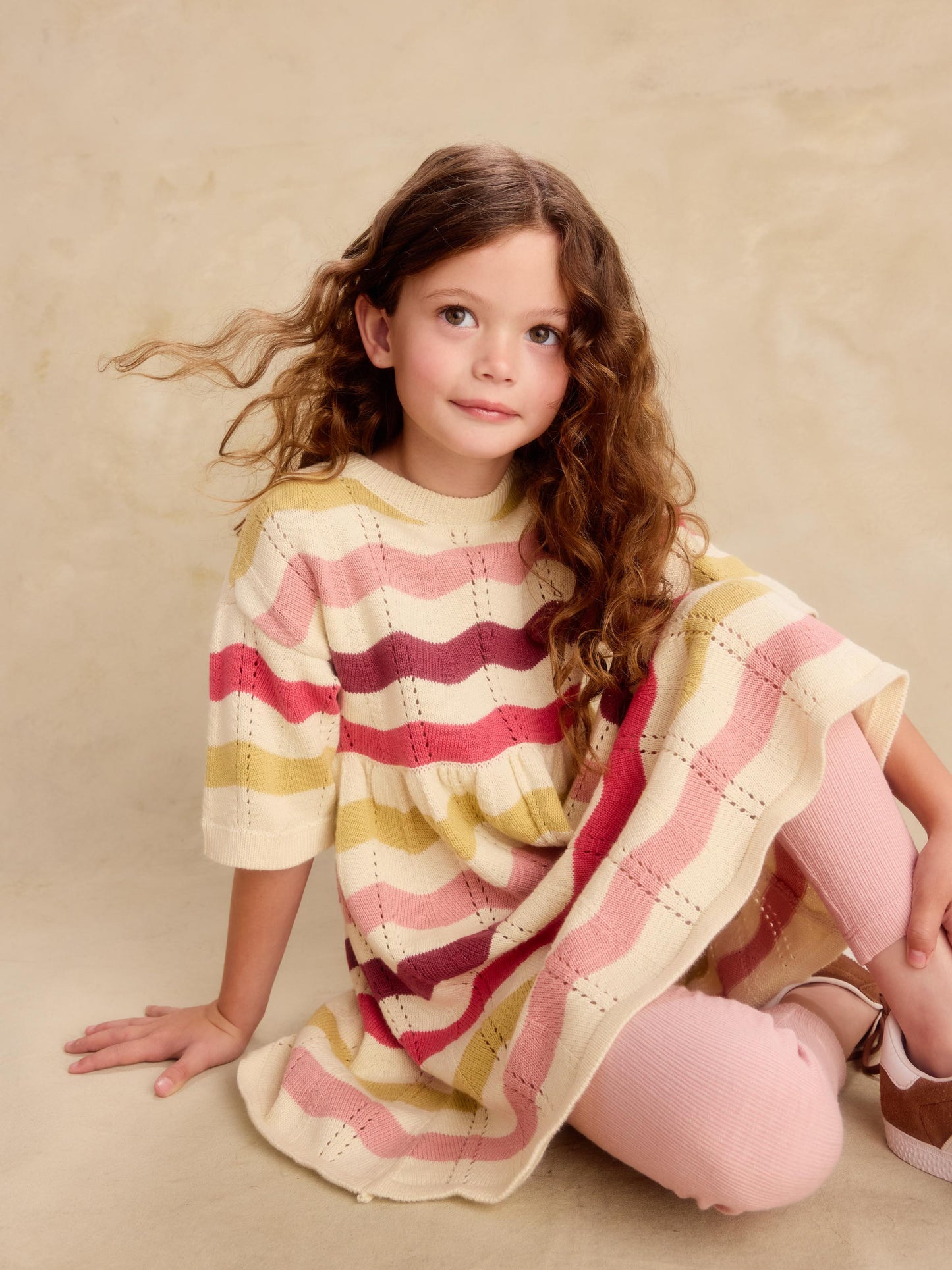 Tea Wavy Stripe | Pointelle Sweater Dress