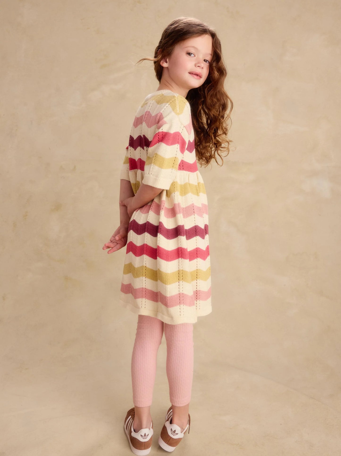 Tea Wavy Stripe | Pointelle Sweater Dress